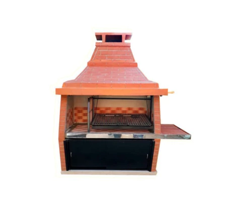 Parrilla premoldeada de 1.65 c/puertas y mesada - Lateral Curvo