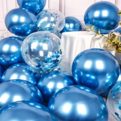 Imagen de GLOBO LATEX CHROMADO Y CON CONFETI 12"