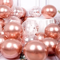 GLOBO LATEX CHROMADO Y CON CONFETI 12"