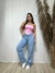 Calça Wide Leg Jeans Botão Encapado