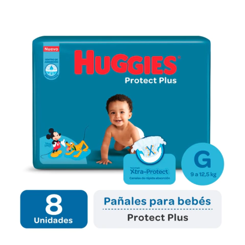 PAÑALES HUGGIES PROTECT PLUS TALLE G X 8 U - comprar online