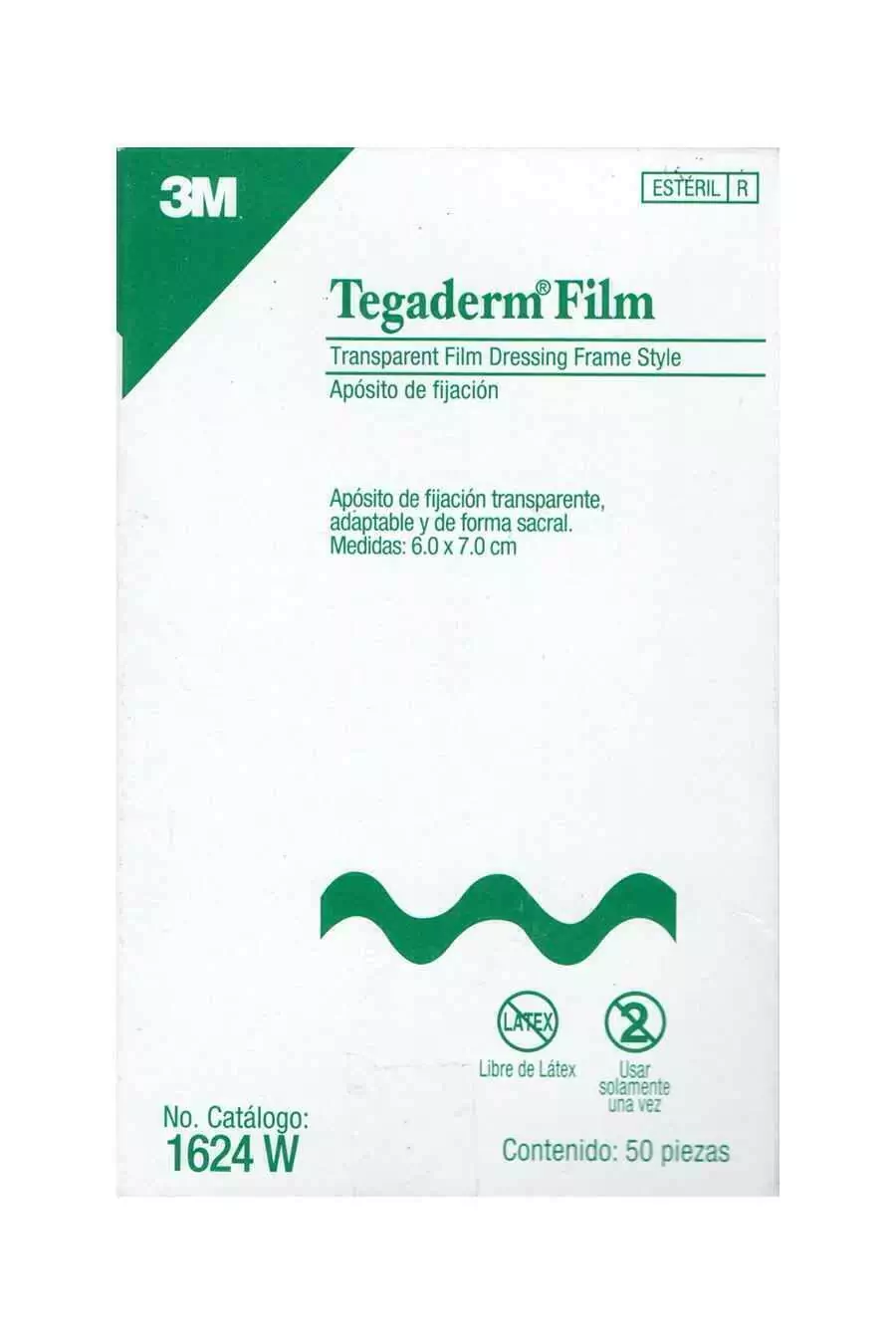 TEGADERM 3M APÓSITO TRANSPARENTE 1624 6X7 CM CAJA CON 50 PIEZAS