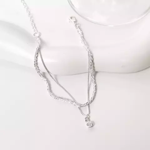 Pulseira dupla shine prata
