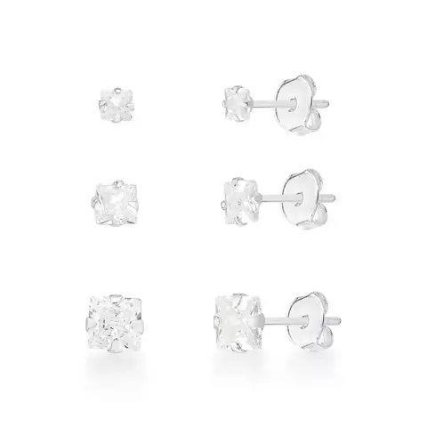 Trio De Brinco Quadrado 3mm, 4mm e 5mm