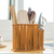 Escurridor Organizador de Cubiertos Plastico Simil Rattan Marron