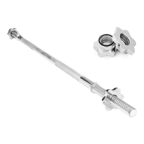 Barra Pesas Maciza 1.50 Metros Cromada Gym + Topes De Rosca