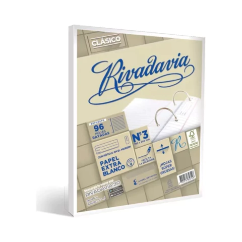 REPUESTO DE HOJA DE CARPETA N3 RIVADAVIA CLASICO X96HJS