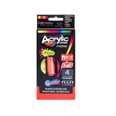MARCADORES DE PINTURA ACRILICA X4 TRABI FLUO
