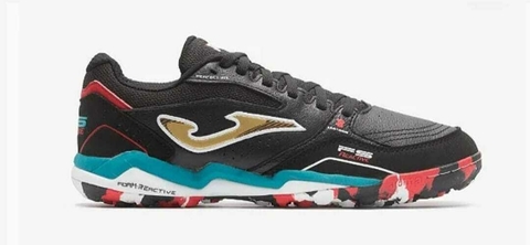 Chuteira Society Joma FS Reactive - Preto / Vermelho