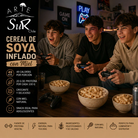 Cereales de soya inflados