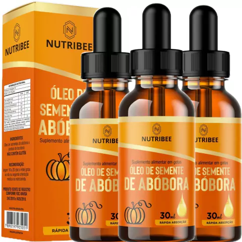 Kit 3 Óleo De Semente De Abóbora Com Vitamina E Em Gotas 100% Pura