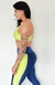 Legging recorte lateral marinho com neon na internet