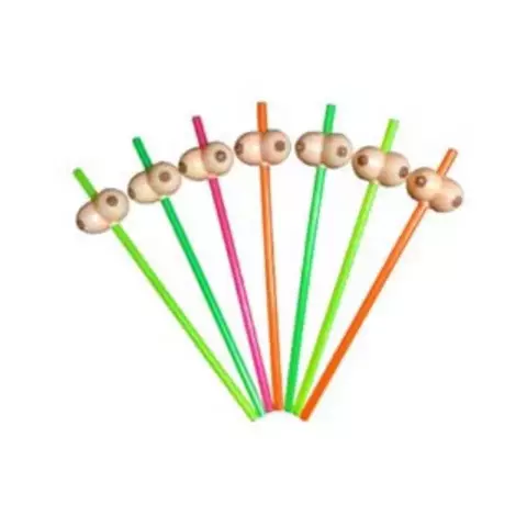 Canudo Erótico Peitinho Neon PCT 10 UN.