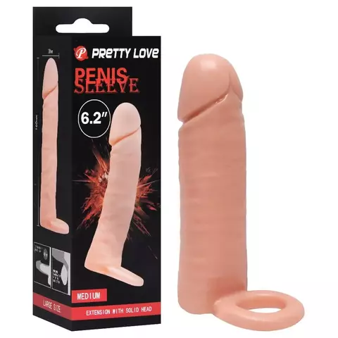 Capa Peniana Extensora Cyberskin com Anel para Escroto - Pretty Love