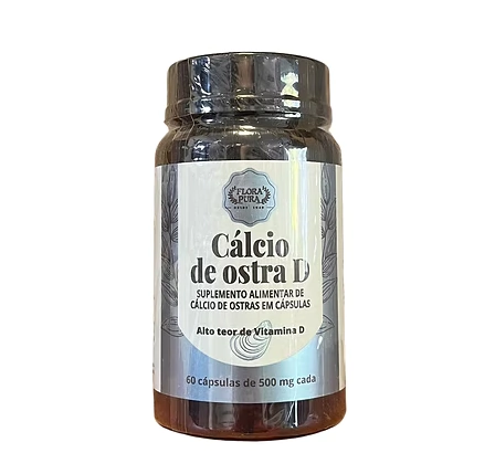 CALCIO DE OSTRA D 500MG COM 60 CAPS FLORA PURA