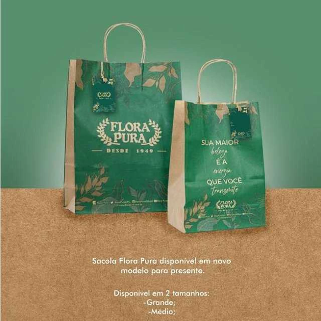 SACOLA DE PRESENTE TAM P ( VERDE ) 18 X 25 CM FLORA PURA