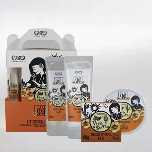 KIT ESPECIAL DE CARNAUBA VIVA O SERTAO 690G LINHA SPA FLORA PURA