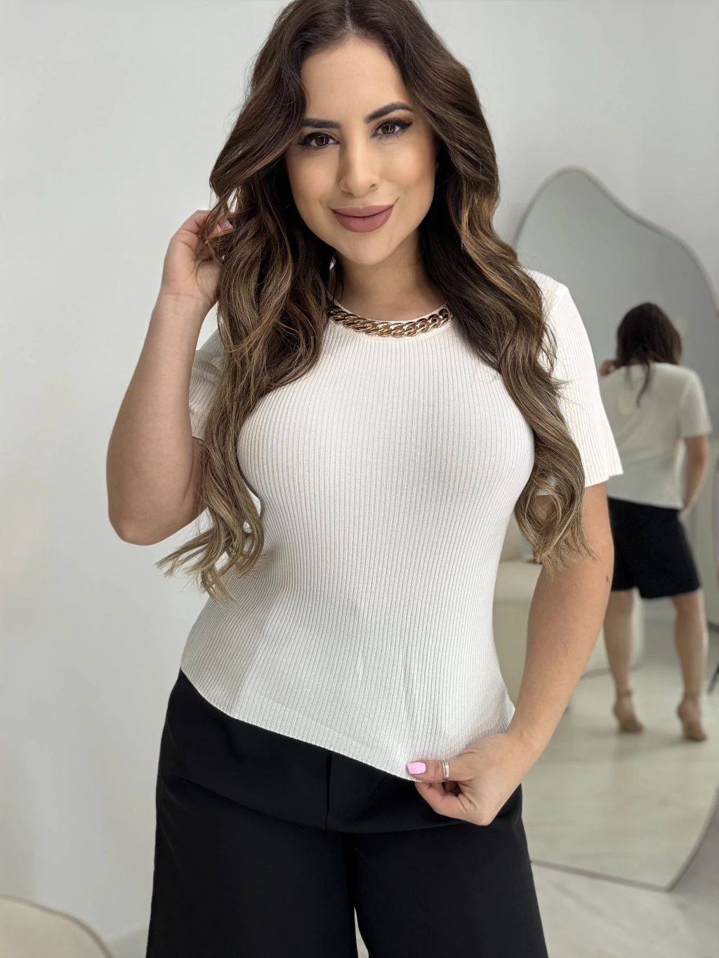 Blusa correntes branca