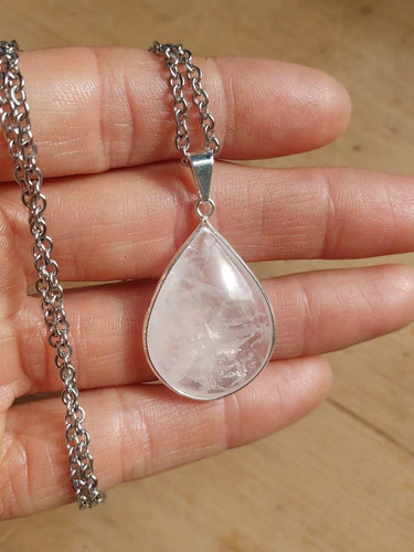 Collar Dije Cuarzo Rosa Piedra Natural - comprar online
