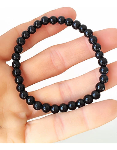 Pulsera Esferas Obsidiana Natural Coraocristales