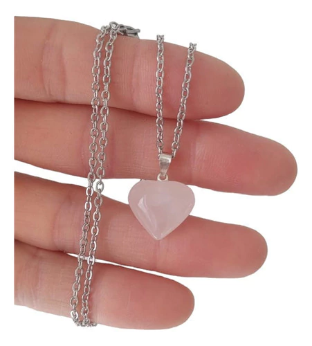 Collar Cuarzo Rosa Corazon 1.5cm - comprar online
