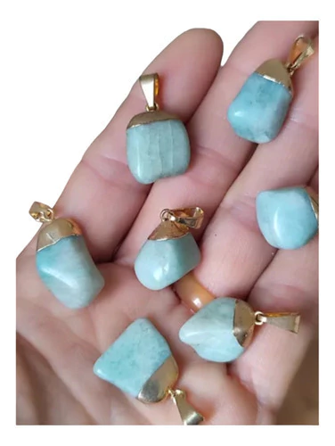 Dije Amazonita Dorado Piedra Pulida Natural Coraocristales