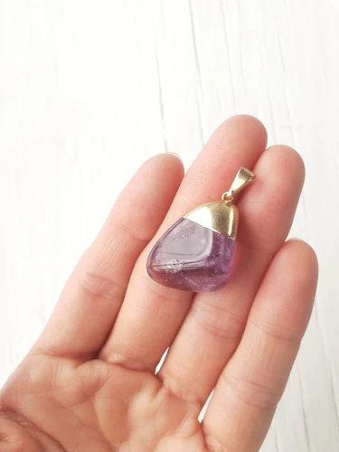 Dije Amatista Dorado Piedra Natural Coraocristales