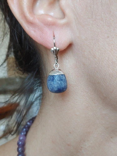 Aros Ostra Cuarzo Azul Piedra Coraocristales