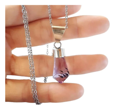 Collar Punta Amatista Natural Brillo Coraocristales