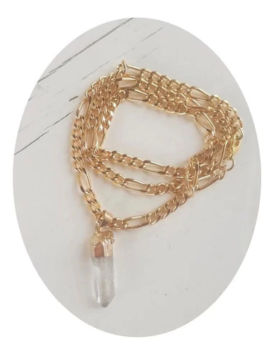 Pulsera Punta Cuarzo Cristal Dorado Varias Vueltas Corao
