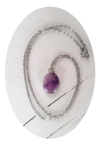 Collar Dije Amatista Joya Piedra Natural Coraocristales