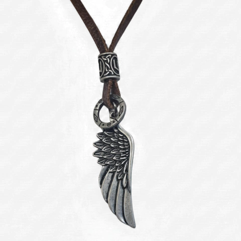 Colar Couro Asa Icarus PV (B) | B-34