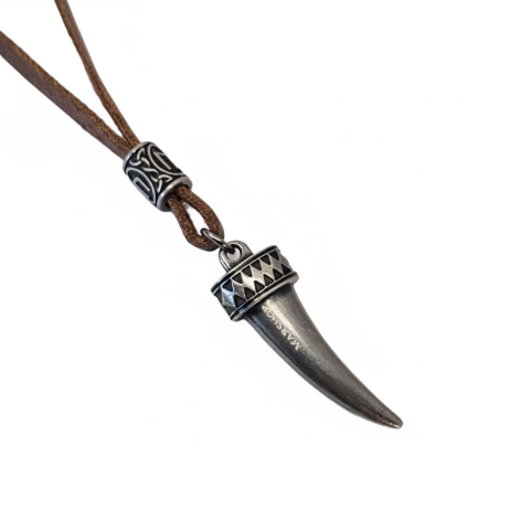 Colar Couro Dente Etinico PV (B) | B-36