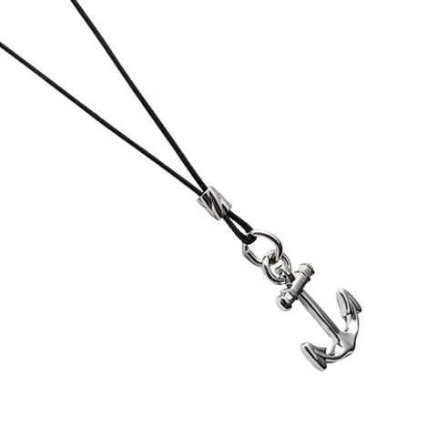 Colar Masculino De Cordão Âncora Niquel