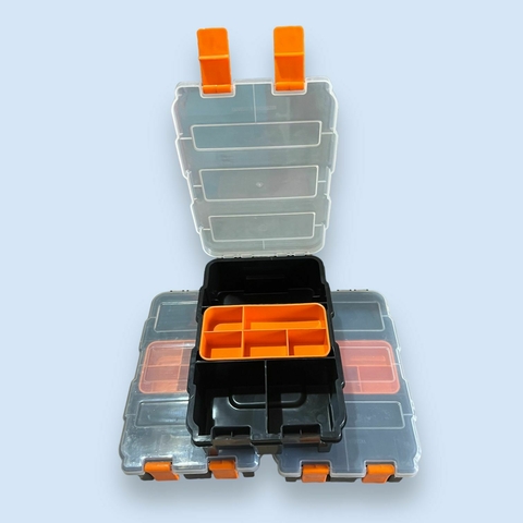 Caja Organizadora con Bandeja Interna Desmontable y Tapa Transparente - 14x22x6 cm

