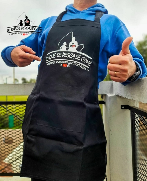 Delantal de Cocina Oficial del Canal - Gabardina Extra Reforzada, Hebillas Regulables y Bolsillo Central