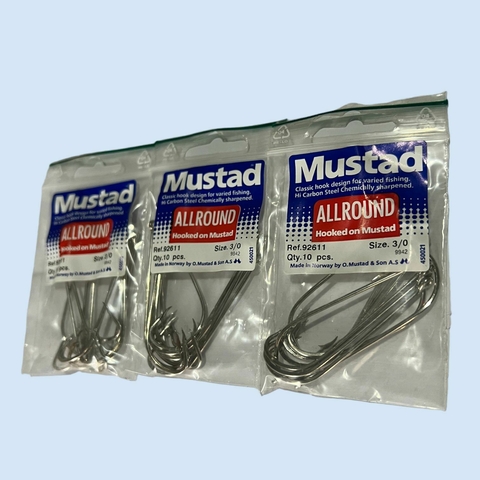 Anzuelos Mustad Originales, 92611 3/0 - Bolsa x 10 - Ideal para pesca de variada
