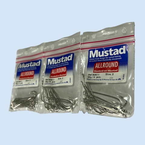 Anzuelos Mustad Originales, 92611 número 2  - Bolsa x 14 - Ideal para pesca de variada