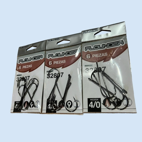 Anzuelo Niquelado Flounder - Variada 4/0 - Pack x 6 