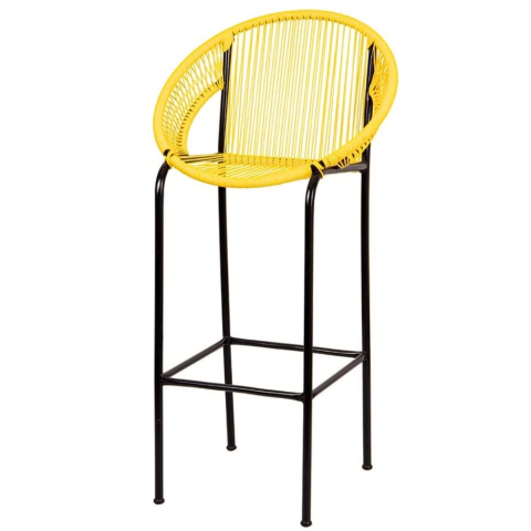 Banqueta Balcão Cancun Fibra Sintética Amarela - comprar online