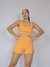 Short Run Laranja duplo com bolso - Dafer Fitness
