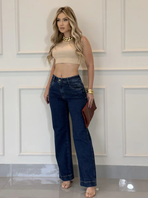 Calça Jeans Feminina Wide Leg