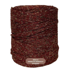 Fio Náutico Premium MALHAFIO MESCLADO LUREX-5mm-100% poliéster-500g-Aprox. 300mts - Ateliê Ma Nucci