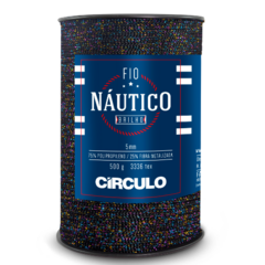 Fio Náutico Brilho-CÍRCULO-5mm-3336 TEX-75% polipropileno e 25% fibra metalizada-150 m-500g