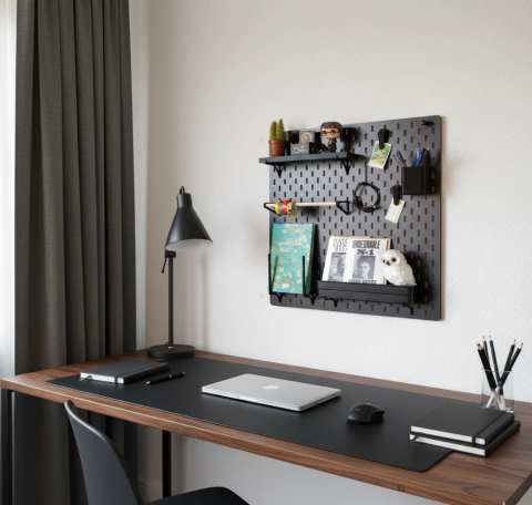 Painel Pegboard Geek Estudo & Organização 56x56cm Preto - comprar online