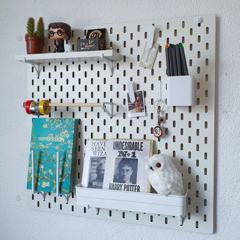 Painel Pegboard Geek Estudo & Organização 56x56cm Branco