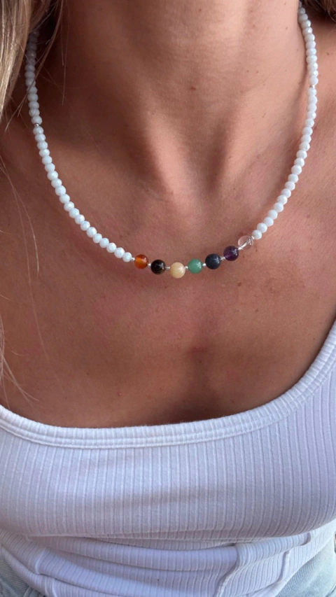 WHITE 7 CHAKRA NECKLACE - buy online
