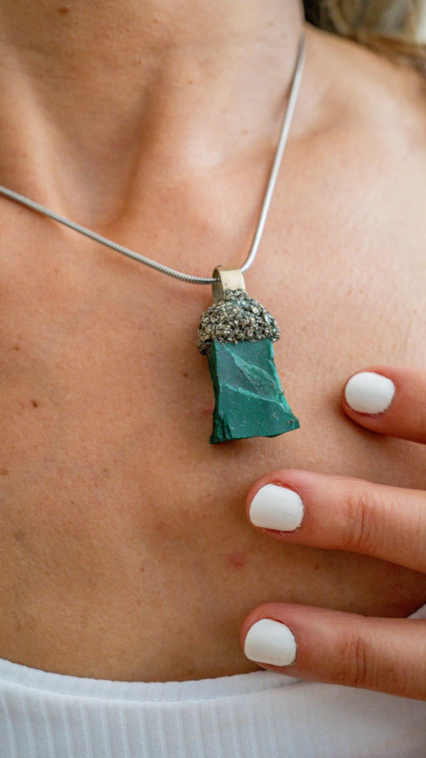 MALACHITE PENDANT WITH PYRITE CROWN - buy online