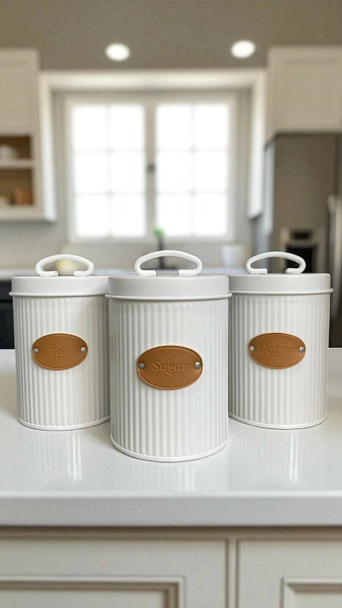 CONJUNTO ORGANIZADOR PARA CHÁ, AÇÚCAR E CAFÉ BRANCO PARA A COZINHA - comprar online