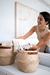 NATURAL FIBER BASKET WITH ECO-LEATHER HANDLE - buy online